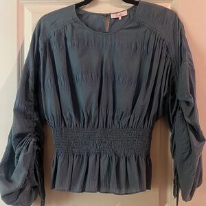 Parker Light Blue Blouse with Smocked Waist